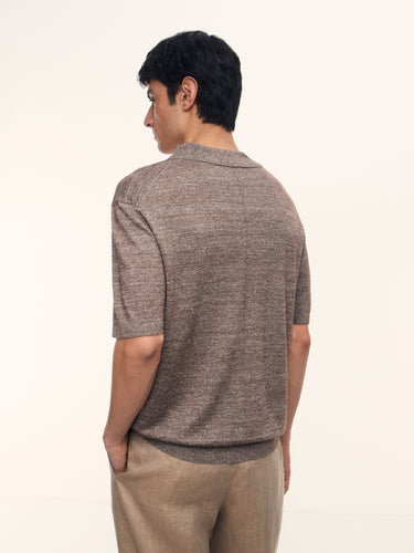 Джемпер-поло из шерсти и льна