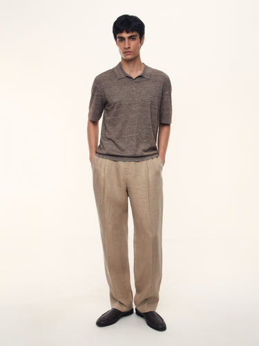 Джемпер-поло из шерсти и льна