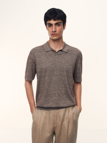 Джемпер-поло из шерсти и льна