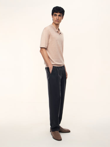 Джемпер-поло из шерсти и льна