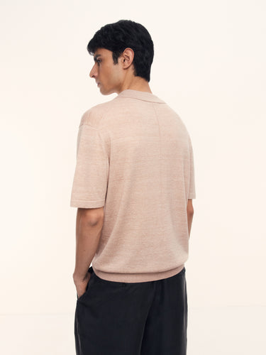 Джемпер-поло из шерсти и льна