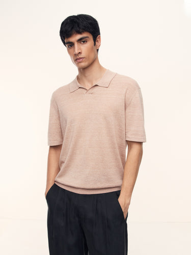 Джемпер-поло из шерсти и льна