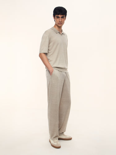 Джемпер-поло из шерсти и льна