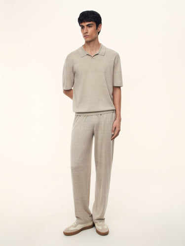 Джемпер-поло из шерсти и льна