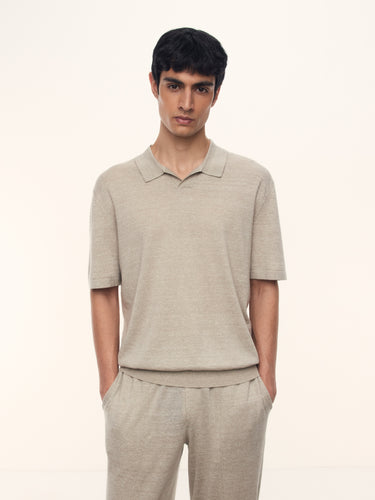 Джемпер-поло из шерсти и льна