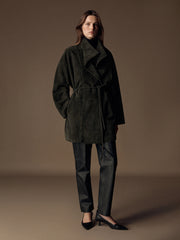 Плащ укороченный из замши
